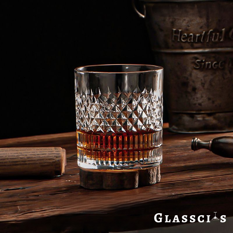 mazzies Vintage Bourbon Glasses – Set of 4 Classic Whiskey Tumblers