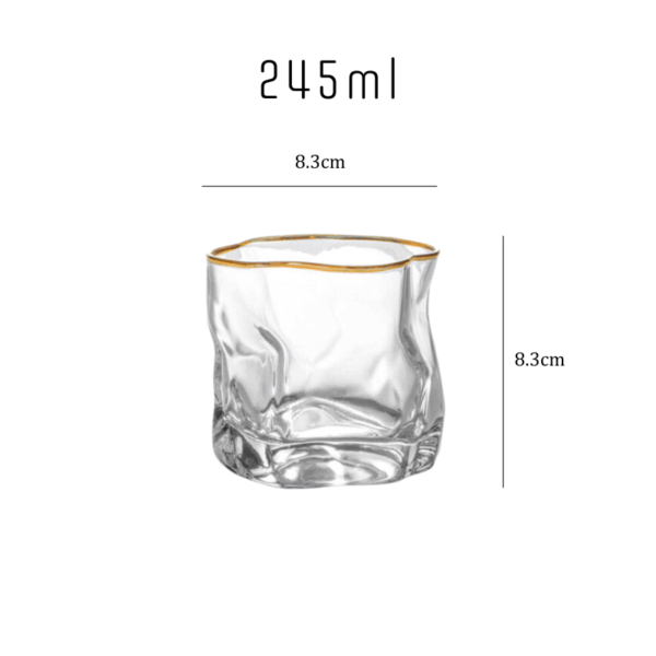 mazzies Gold Rim Crumple Glass – Set of 4 Elegant Textured Tumblers - Image 10