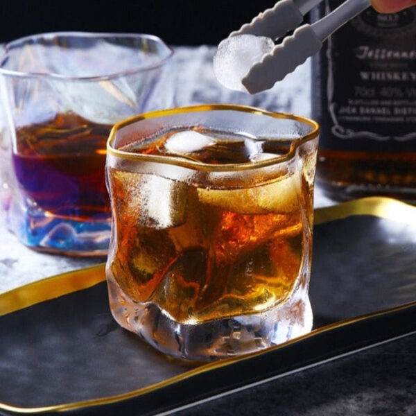 mazzies Gold Rim Crumple Glass – Set of 4 Elegant Textured Tumblers - Image 9