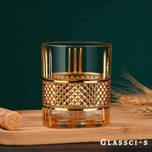 mazzies Gold Rim Old Fashioned Whiskey Glass – Set of 4 Elegant Tumblers - Image 3