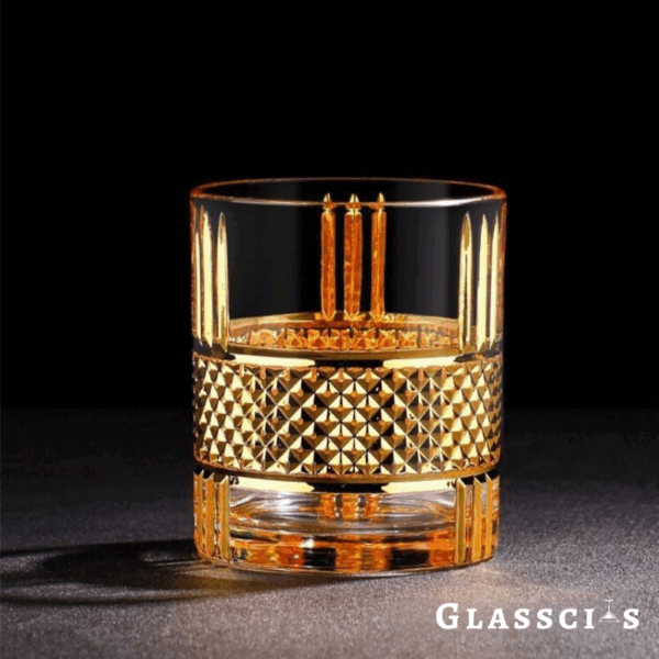 mazzies Gold Rim Old Fashioned Whiskey Glass – Set of 4 Elegant Tumblers - Image 2